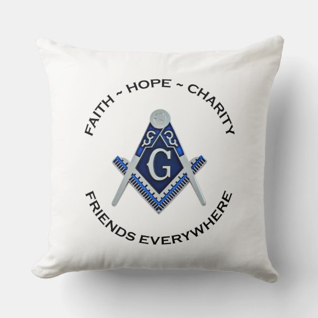Masonic Pillow Blue Clean Kudde (Framsida)