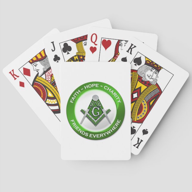 Masonic Playing Cards Green Casinokort (Baksidan)