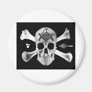 Masonic Skull & Bones, Square and Compass, Trowel Magnet
