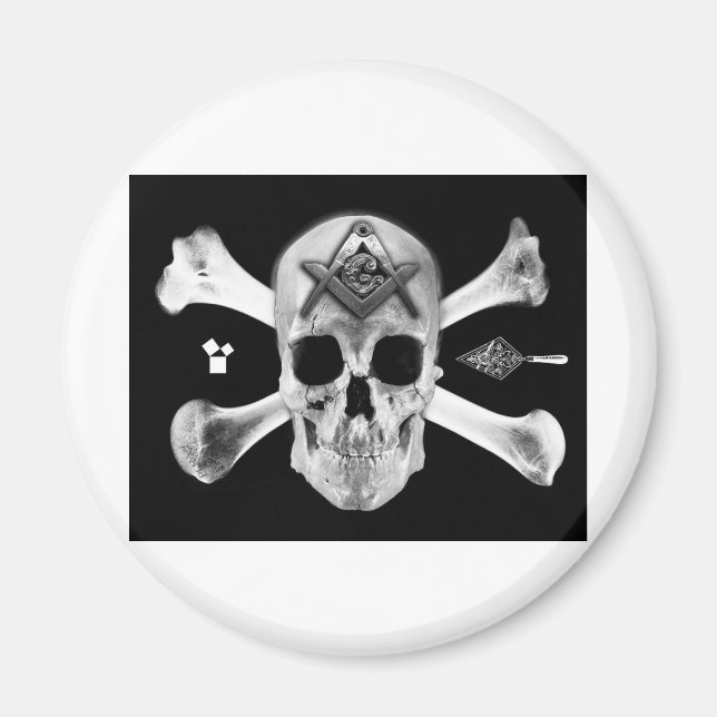 Masonic Skull & Bones, Square and Compass, Trowel Magnet (Framsidan)