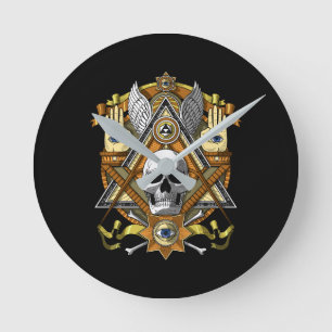Masonic Skull Rund Klocka