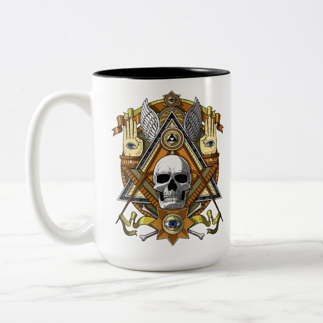Masonic Skull Två-Tonad Mugg (Vänster)