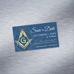 Masonic Spara datum magneter Navy Guld Freemason