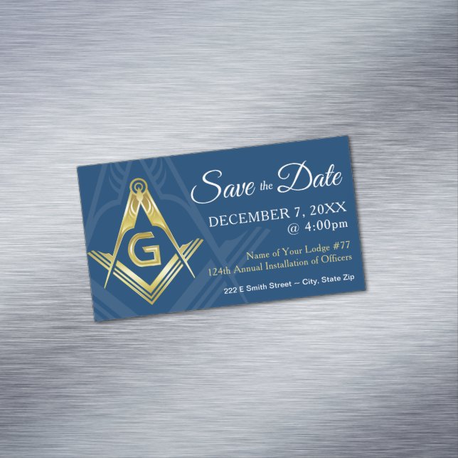 Masonic Spara datum magneter Navy Guld Freemason (In Situ)