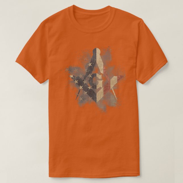 Masonic Square and Compass with EEUU Flag  T Shirt (Design framsida)