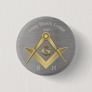 Masonic Square och Compass Monogram Knapp