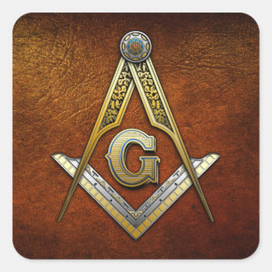 Masonic Square och ComPassar Fyrkantigt Klistermärke