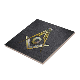 Masonic Square och ComPassar Kakelplatta