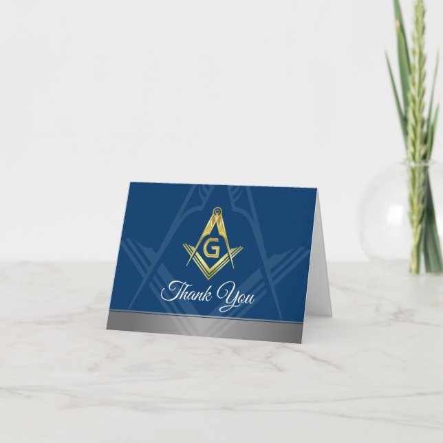 Masonic - tackkort | Flodblå Guld Freemason (Framsida)