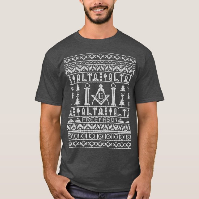 Masonic Ugly jul Sweater Design Freemason T Shirt (Framsida)