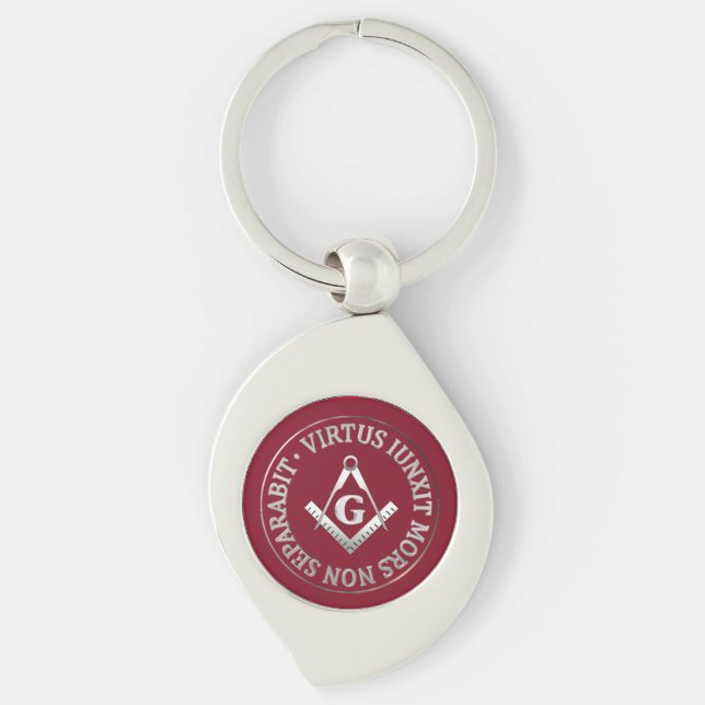 Masonic vax säl swirl silverfärgad nyckelring (Framsidan)