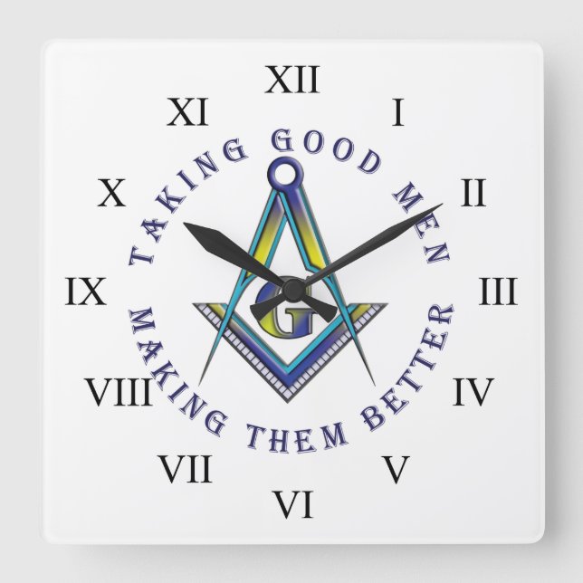 Masonic Wall Clock Fyrkantig Klocka (Framsida)