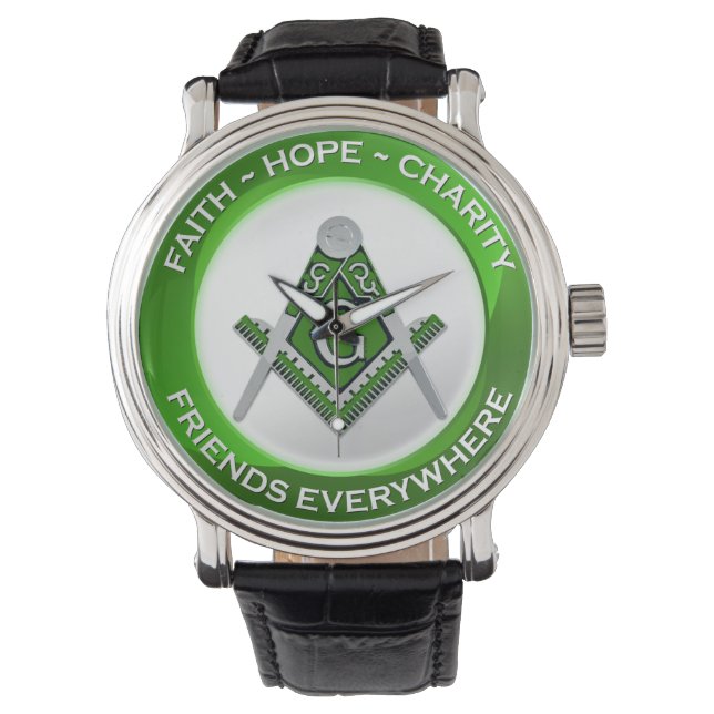 Masonic Watch Green Armbandsur (Framsida)