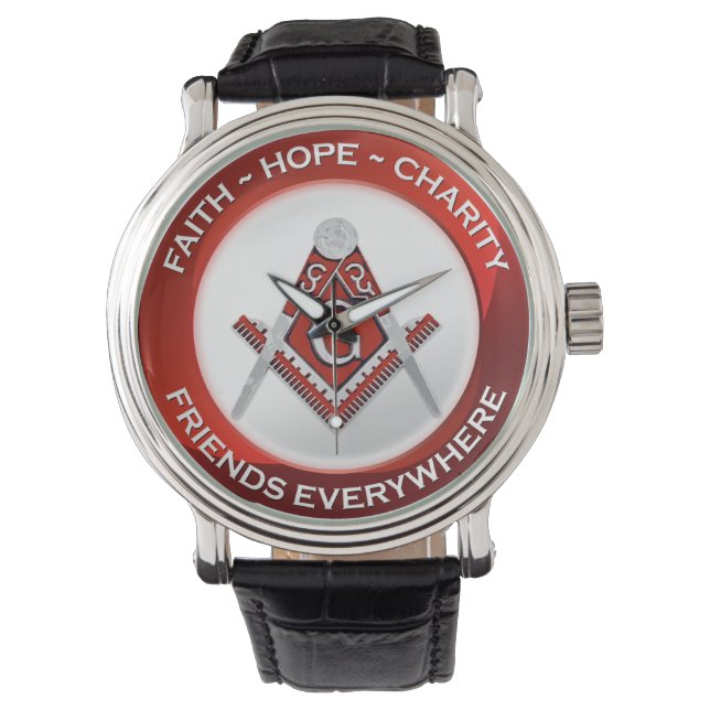 Masonic Watch Red Armbandsur (Framsida)