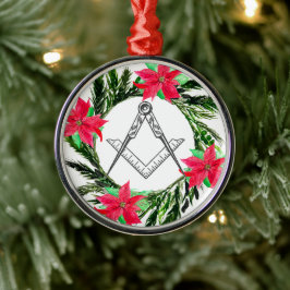 Masonisk Frimurare Mureri Krans Poinsettia  Julgransprydnad Metall