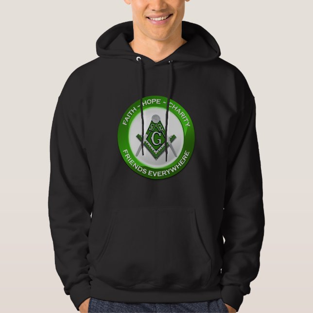 Masonisk herrhoodie grön hoodie (Framsida)