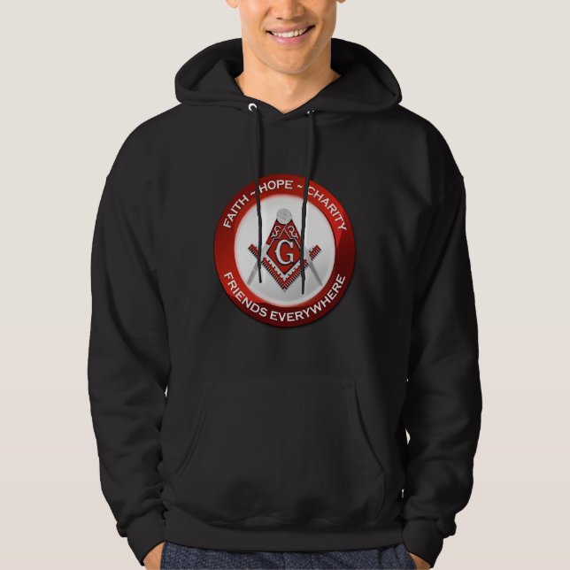 Masonisk Hoodie - Röd (Framsida)