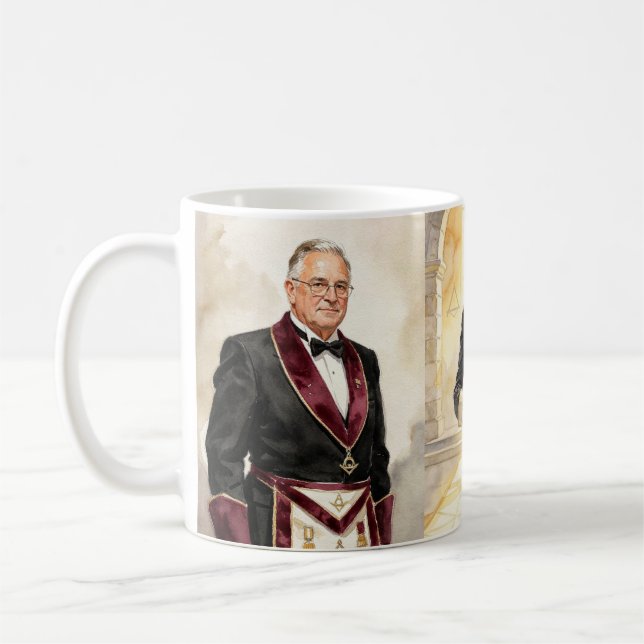 Masonisk Master Mason Frimurare Kompass  Kaffemugg (Vänster)
