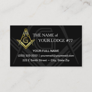 Masoniska Affärskort Black and Guld Freemason Visitkort