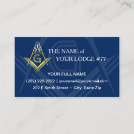 Masoniska Affärskort | Flodblå Guld Freemason Visitkort