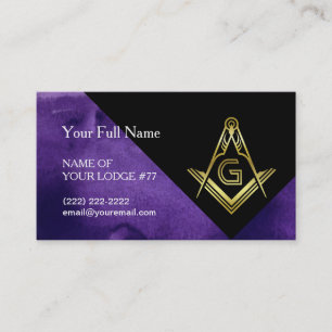 Masoniska Affärskort Grand Lodge Lila Guld Visitkort