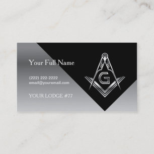 Masoniska Affärskort, Silver & Black Freemasonry Visitkort