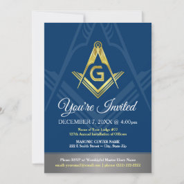 Masoniska inbjudningar | Flottblått och Guld Freem
