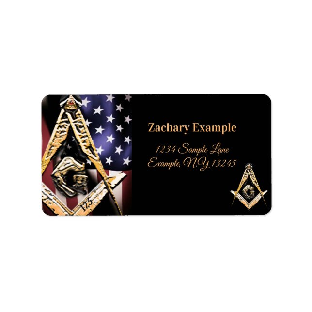 Masoniska minder (gulaktig) adressetikett (Framsidan)