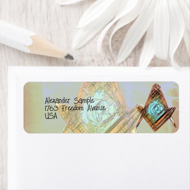 Masoniska minder (MysteriousSs) Returadress Etikett (Insitu)