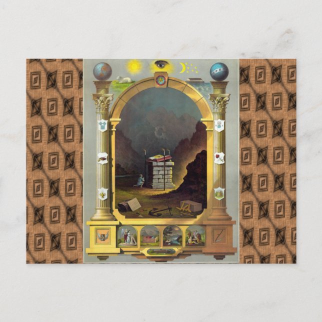 Masoniskt diagram vykort (Framsida)