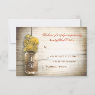 Masonkruka och gula blommor bröllop RSVP-kort OSA Kort