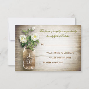 Masonkruka och vita blommor bröllop RSVP-kort OSA Kort