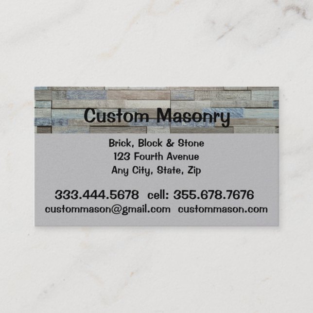 Masonry Brick, Block Stone Anpassningsbar Visitkort (Framsida)