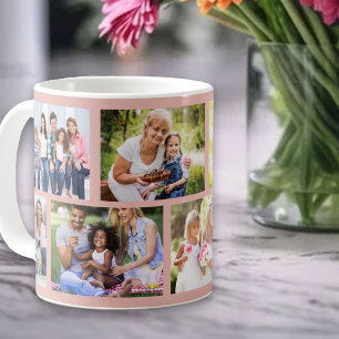 Masonry Grid Mjuk Rosa 8 Foto Collage Kaffemugg