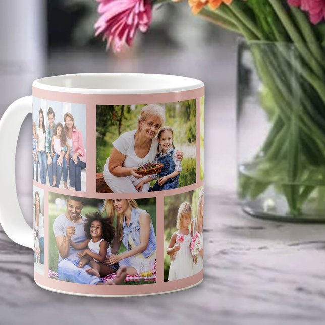 Masonry Grid Mjuk Rosa 8 Foto Collage Kaffemugg (Skapare uppladdad)