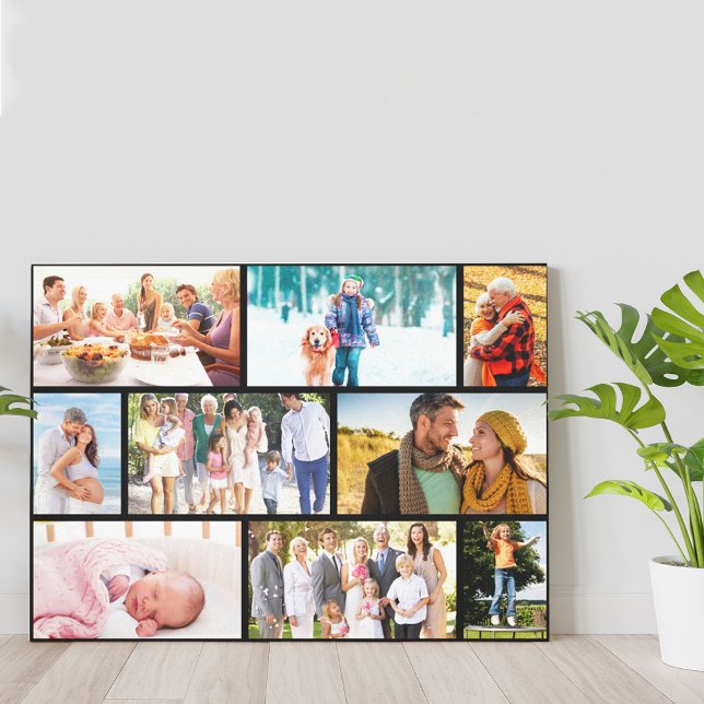 Masonry Stil Family Photo Collage Black Canvastryck (Skapare uppladdad)