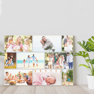 Masonry Stil Family Photo Collage Grått Canvastryck