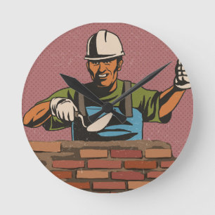 Masonry Worker Rund Klocka