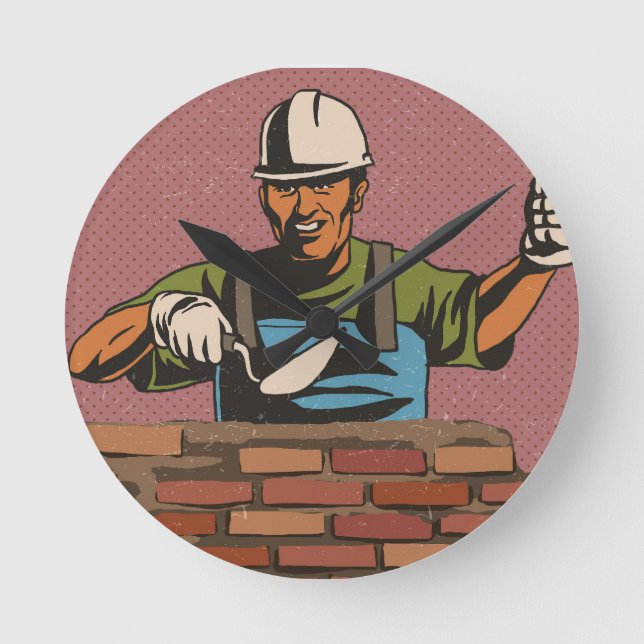 Masonry Worker Rund Klocka (Framsida)