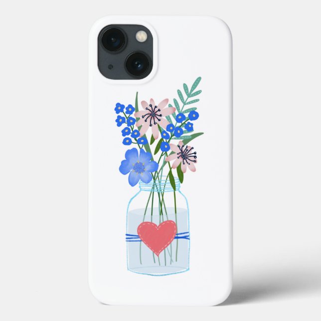 Masons Jar Blommig iPhone-fodral (Baksida)