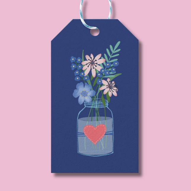 Masons krukburks blommiga presentkort presentetikett (Floral masons jar gift tag)