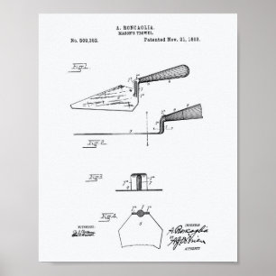 Mason's Trowel 1893 Patent Art White Papper Poster
