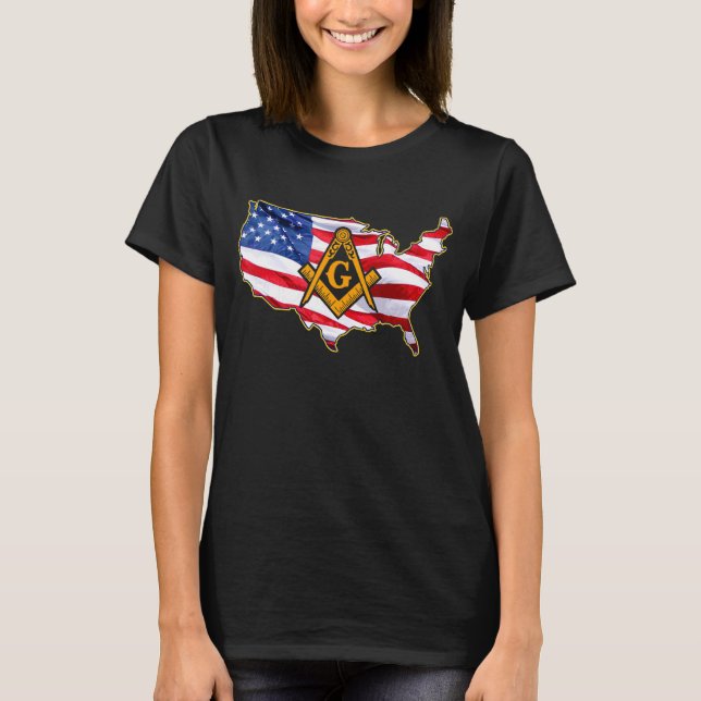 Masons Us Flagga Karta Masonic Far Självständighet T Shirt (Framsida)