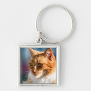 Maspalomas Cat Fyrkantig Silverfärgad Nyckelring