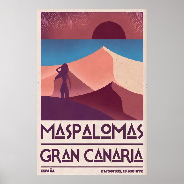 Maspalomas Vintage Wall Art Retro Travel Poster (Framsidan)