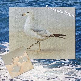 Måspromenad på stranden Pussel