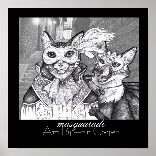 Masquarade Cat, Art Print by Erin Cooper Poster (Framsidan)