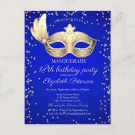 Masque Diamonds Royal Blue 18-årsdag Inbjudan Vykort