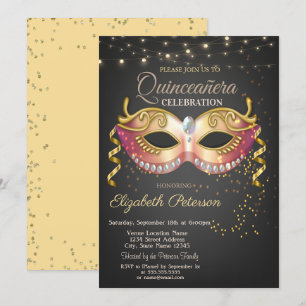 Masque,Ljus,Diamonds Masquerad Quinceañera Inbjudningar
