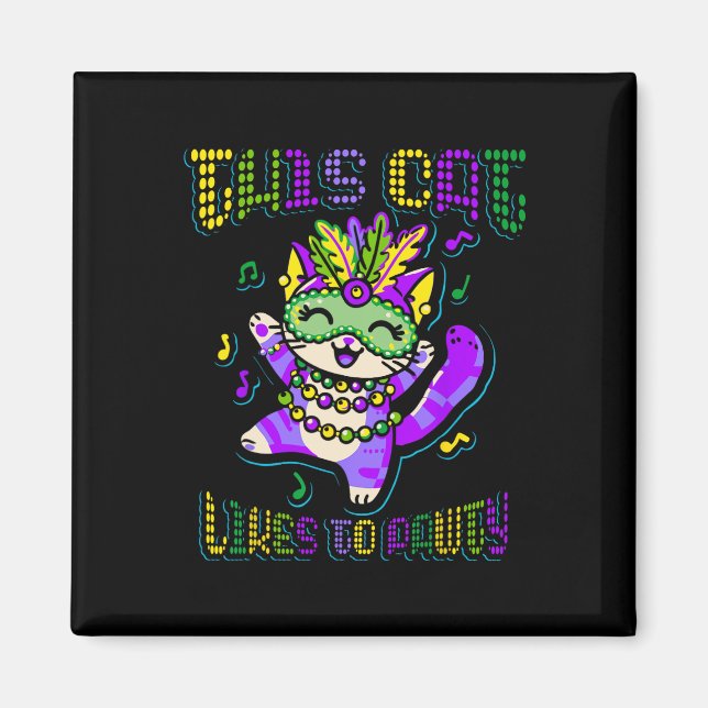 Masque Mardi Apparel Costumes Mardi Gras Cat Magnet (Framsidan)